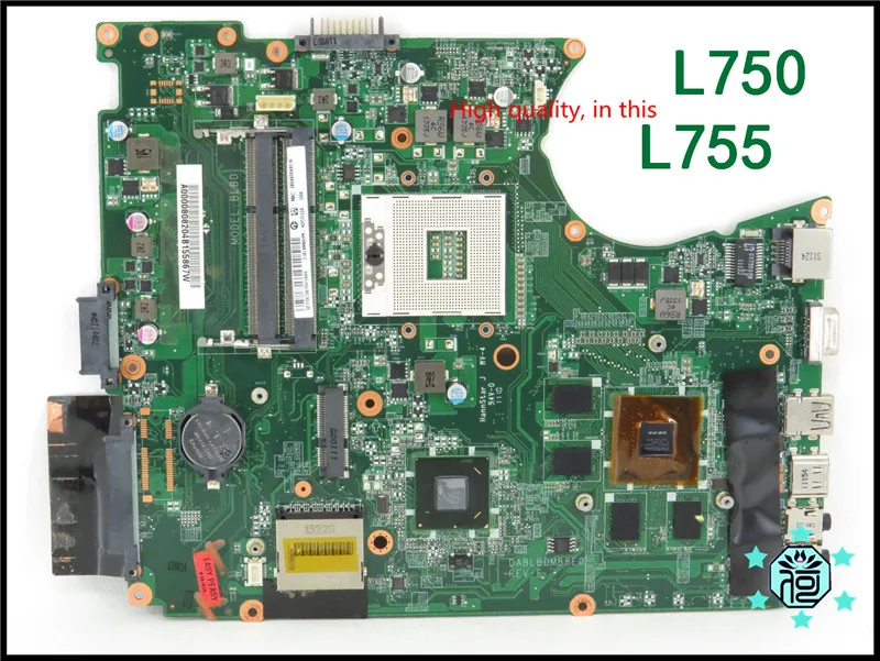 

Genuine FOR Toshiba satellite L750 L755 Laptop motherboard DABLBDMB8E0 A000080820 HM65 DDR3 GT525M 1GB GPU