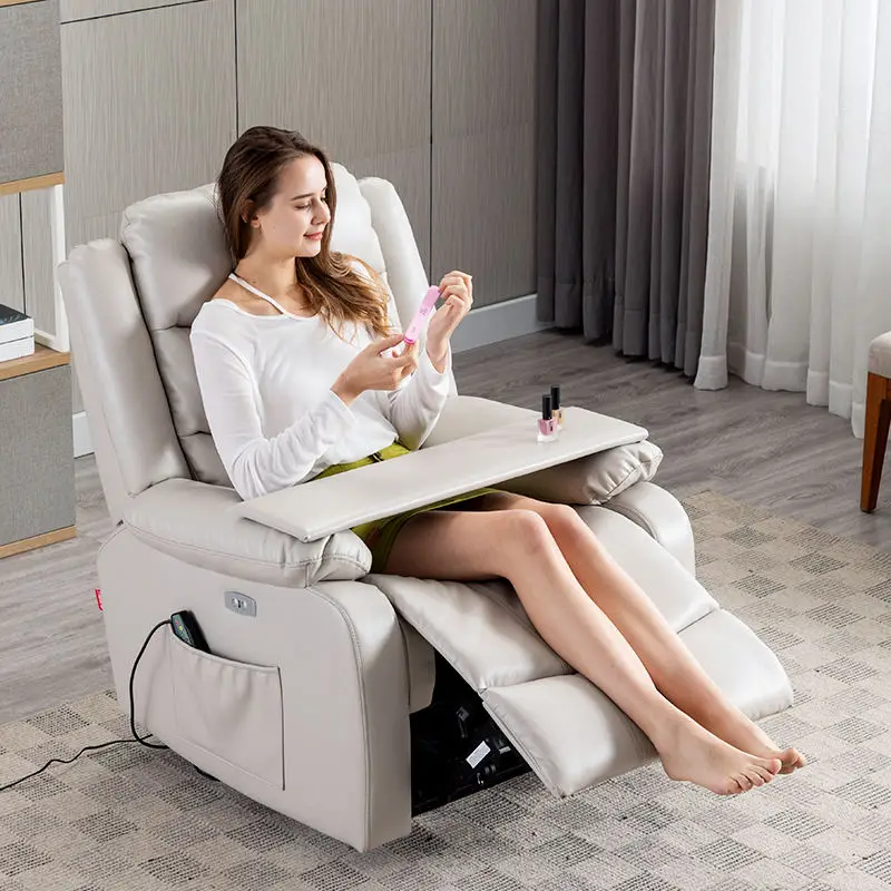 

Custom Best Selling Sofas Reclinables Swivel Glider Single White Fabric Relaxing Recliner Chair