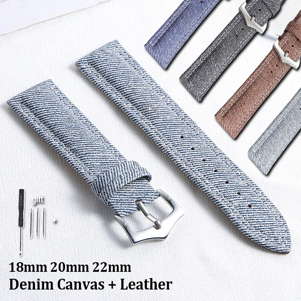 

18mm 20mm 22mm Denim Nylon Watch Straps Canvas Watch Band Men Women Sport Universal Bracelets Blue Brown Black Wristband Belt