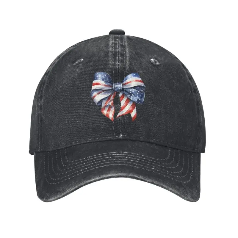 

Custom Cotton 4th Of July Ribbon Baseball Cap Outdoor Women Men's Adjustable Dad Hat Summer