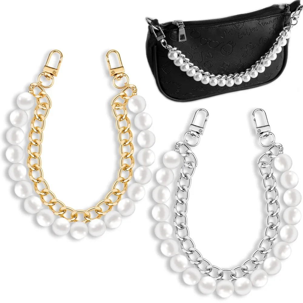 Pearl Purse Chain Strap Metal Chunky Replacement Handle Handbag Accessories For Women Luxury Underarm Shoulder Bags Makers Kit