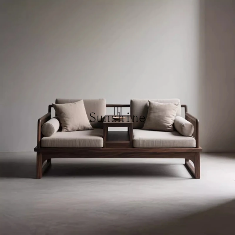 

New Chinese black walnut Arhat bed minimalist chaise longue living room balcony solid wood sofa