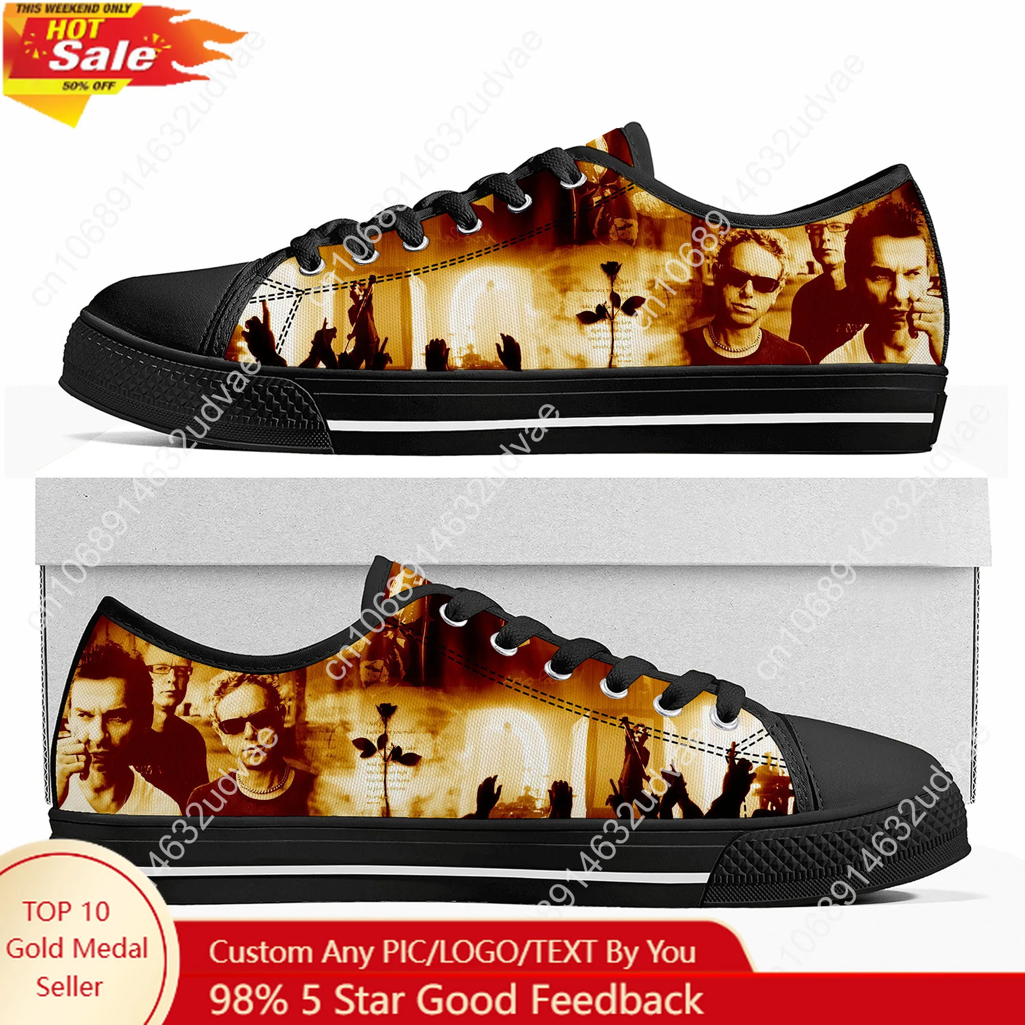 Depeche Mode Low Top Shoes Man Woman Teenager Canvas Casual Sneaker Sneakers Couple Footwear Custom Shoe Unisex Black