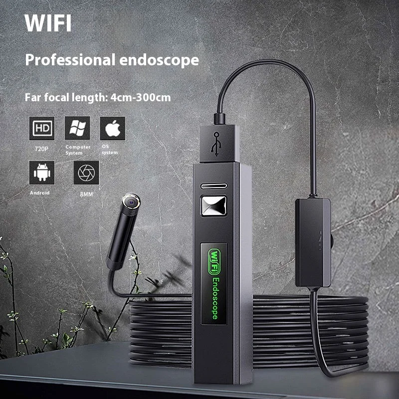 

8 мм дальний фокус длинный Wi-Fi эндоскоп 720P Hd промышленный воздуховод кондиционер автомобильный испытательный эндоскоп IP67