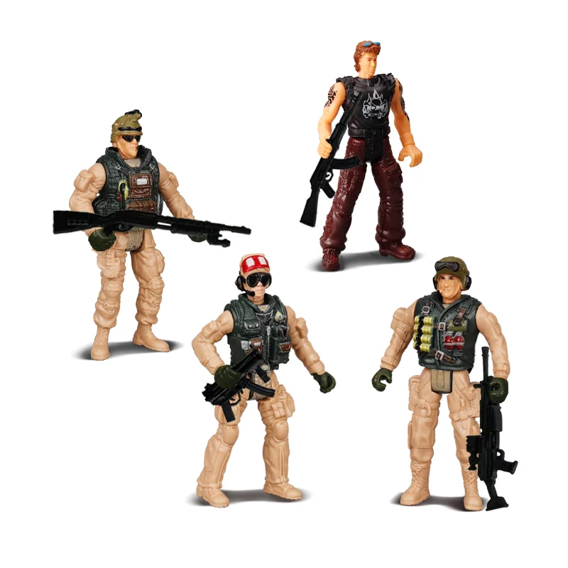 4 buah 4 inci tentara pria pasukan khusus Tentara Action figure Playset Elite SWAT tim militer senjata Modle mainan untuk anak-anak hadiah anak laki-laki