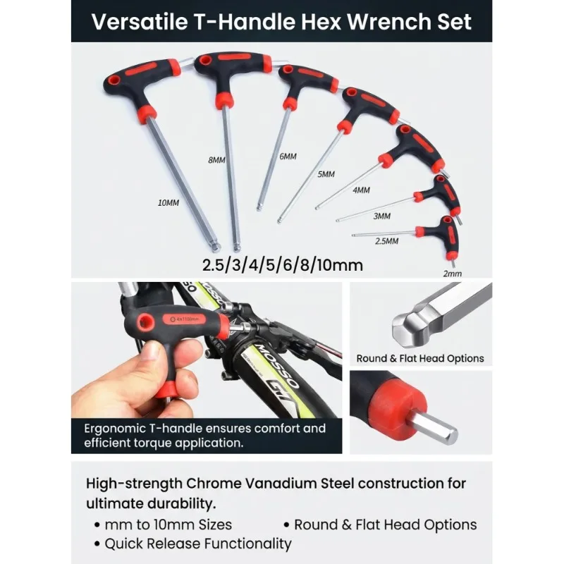 2/2.5/3/4/5/6/8/10mm Ball/Flat Head Hex Key Allen Wrench Hand Tool Universal Quick Snap Adapter Chrome Vanadium Steel Hexagonal view 4
