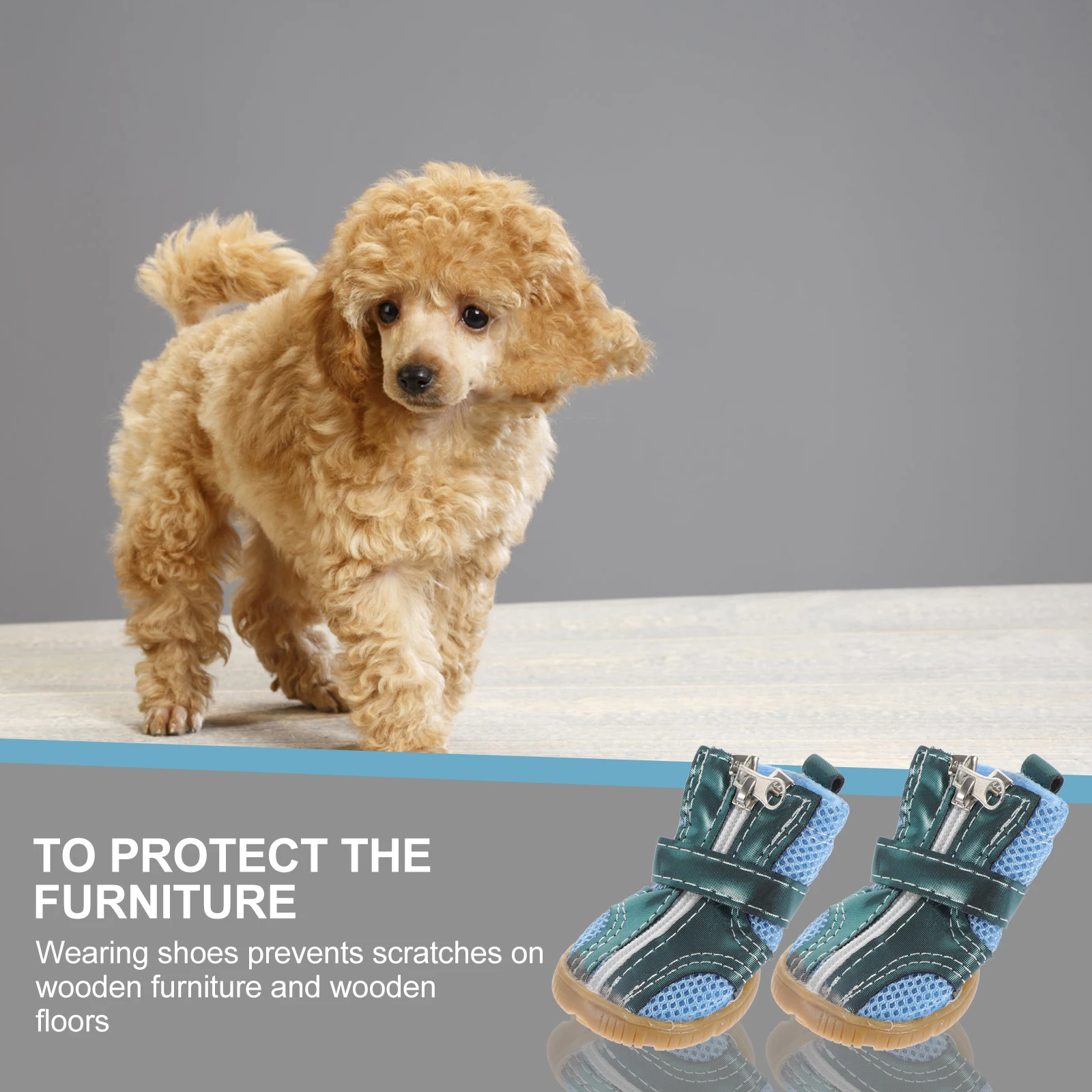 

4pcs Dog Shoes Pet Warm Adjustable Thermal Puppy Anti slip Non slip Breathable Blue Size 5 Fall Winter Inside Durability