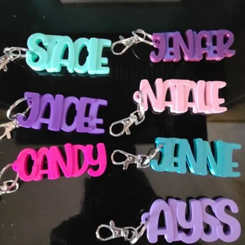 Custom 3D Acrylic Name Keychain Personalized Luggage Tags Keyring Fashion Gift for Friends