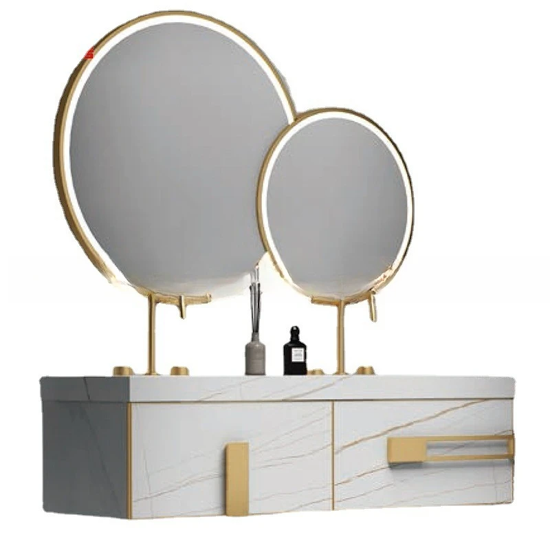 Light luxury rock slab bathroom cabinet, wall-mounted washing table