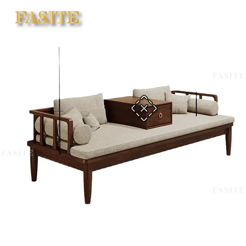 For South American Walnut Arhat Bed Simple New Chinese Style Living Room Furniture Winter Summer Dual Purpose Sitting