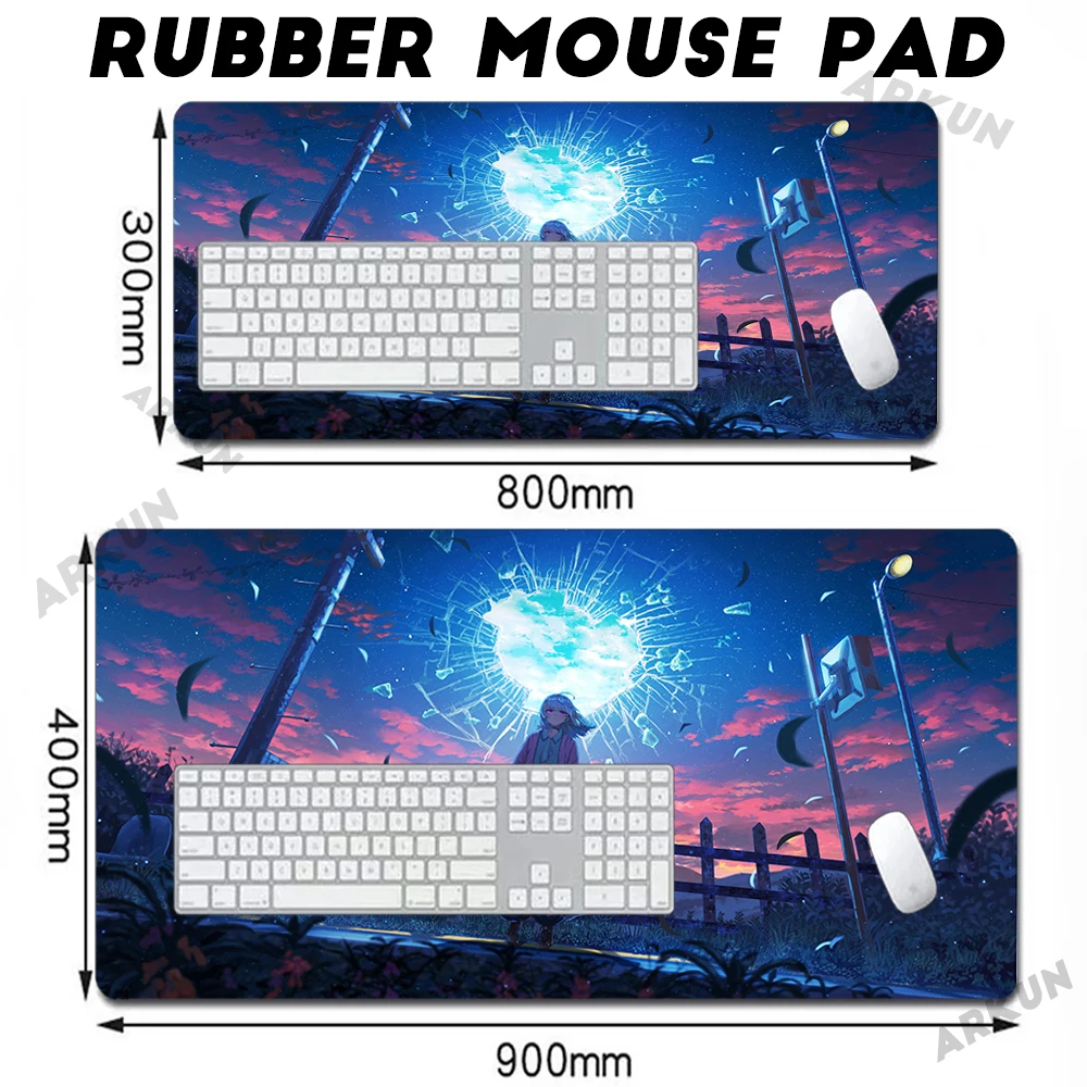 XXL Large Popular Anime Kawaii Girl Cool Sky Blue Fashion Mouse Pad Gaming Computer Keyboard Desk Mat Large Pad 90×40 Table Mat