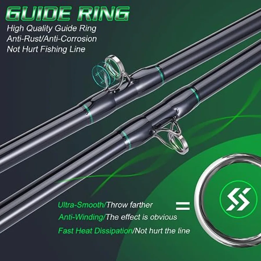 مجموعة صنارة صيد السمك التقليدية مكونة من قطعتين لسمك السلور ومقلي رأس السلمون الصلب والباس مع مقابض مريحة من مادة EVA غير قابلة للانزلاق #6