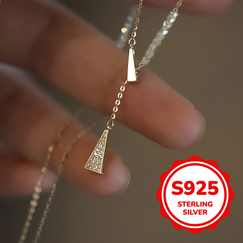 

S925 authentic sterling silver small triangle Y-shaped necklace simple, versatile, fashionable, elegant and exquisite women