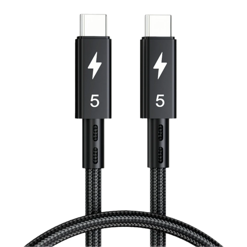 كابل Thunderbolt 5 المضفر بطول 1 متر، متوافق مع USB4 Thunderbolt 4/3، عرض النطاق الترددي يصل إلى 120 جيجابت في الثانية لشحن 16K/Dual 8K، 240W، بيانات 80 جيجابت في الثانية