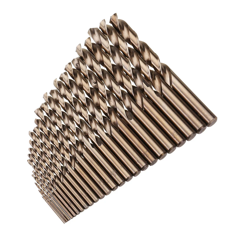 13/19/25Pcs M35 HSS-Co 5% Set di punte elicoidali con gambo dritto cobalto con custodia in metallo per foratura di metalli in legno di acciaio inossidabile