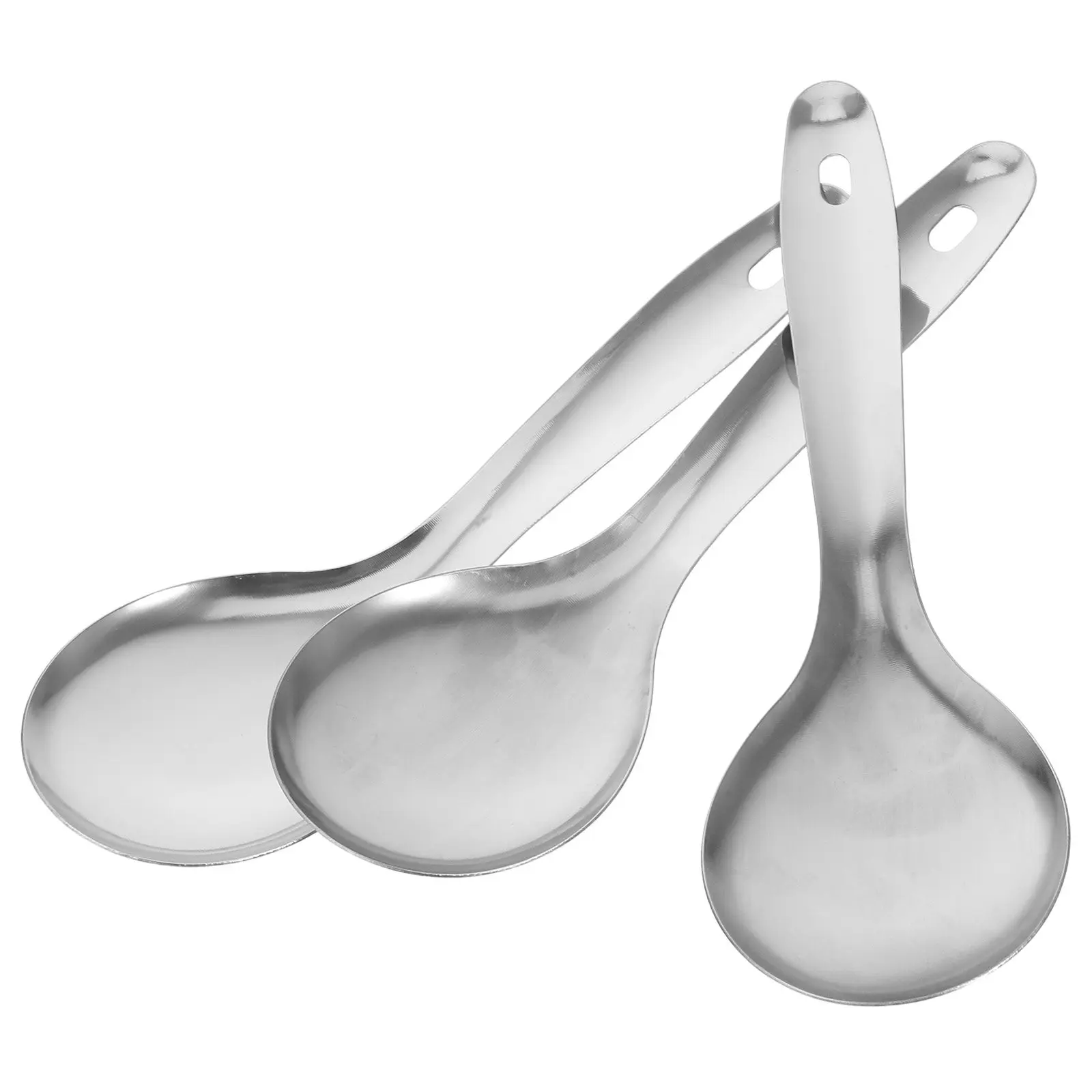 3Pcs Stainless Steel Rice Spoon Simple Elegant Delicate Design Lightweight Compact Easy Storage Portable for Daily