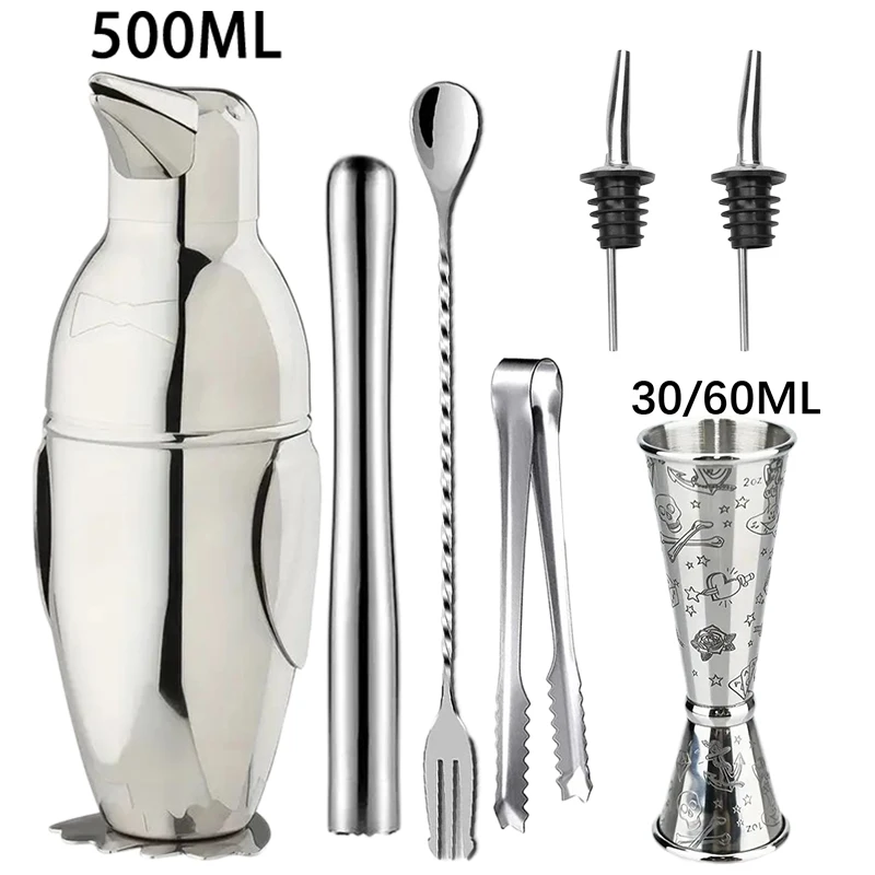 

New Stainless Steel Cocktail Shaker Bartending Tools Bartender Kit Martini Sharker Drink Mixer Set home drinkware