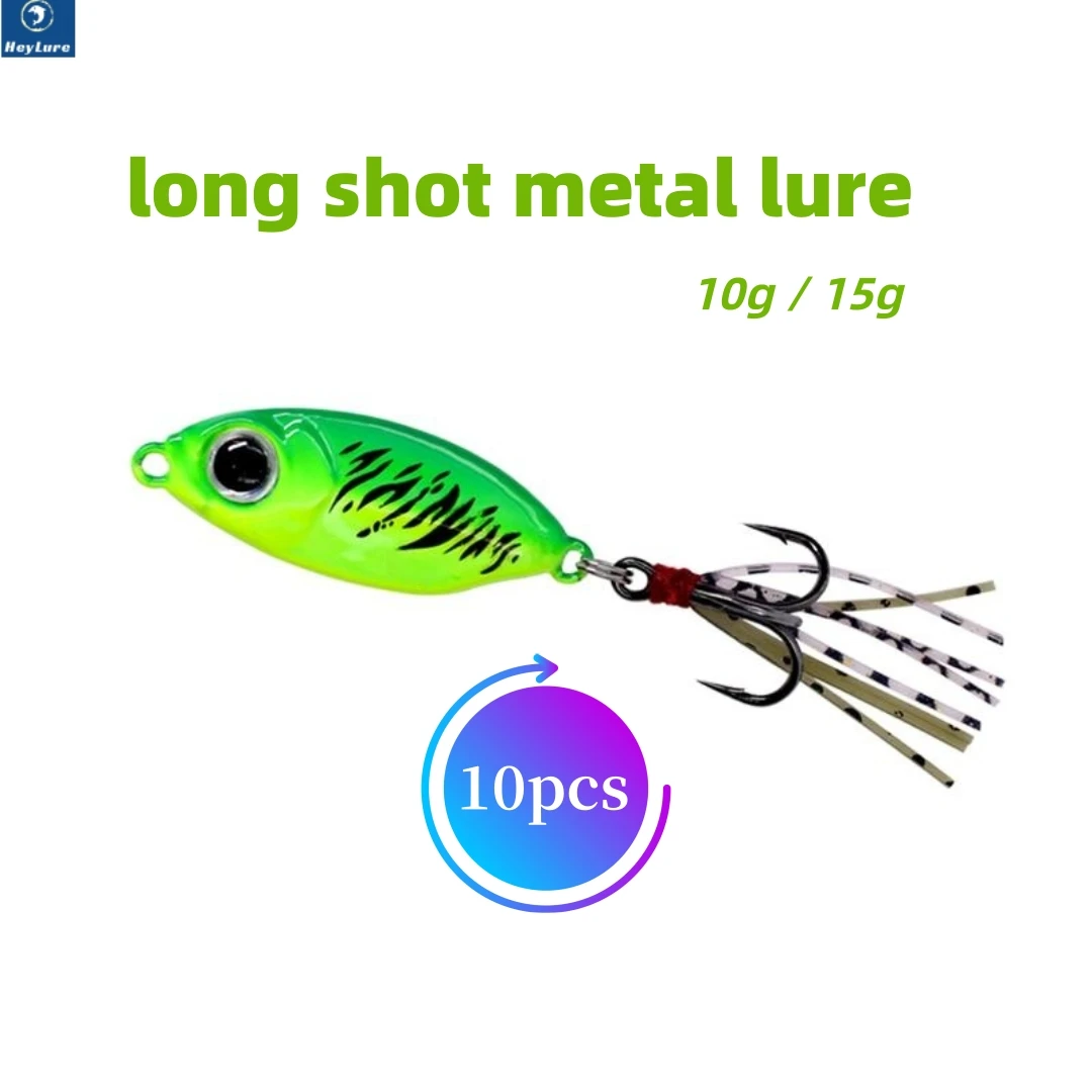 

10pcs 10/15g Long Shot Blade Metal Fishing Lure Floating Down Paillette Cast Jigging VIB Crankbait Pesca for Bass Pike Perch