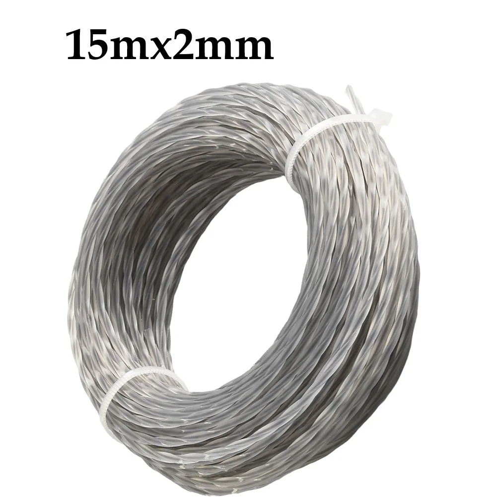 15M 2.4/2.7/3.0/3.5/4.0mm Grass Trimmer Line Nylon Lawnmower Cord Round String Trimmer Spool For Mowing Wild Plants Shrubs Weeds