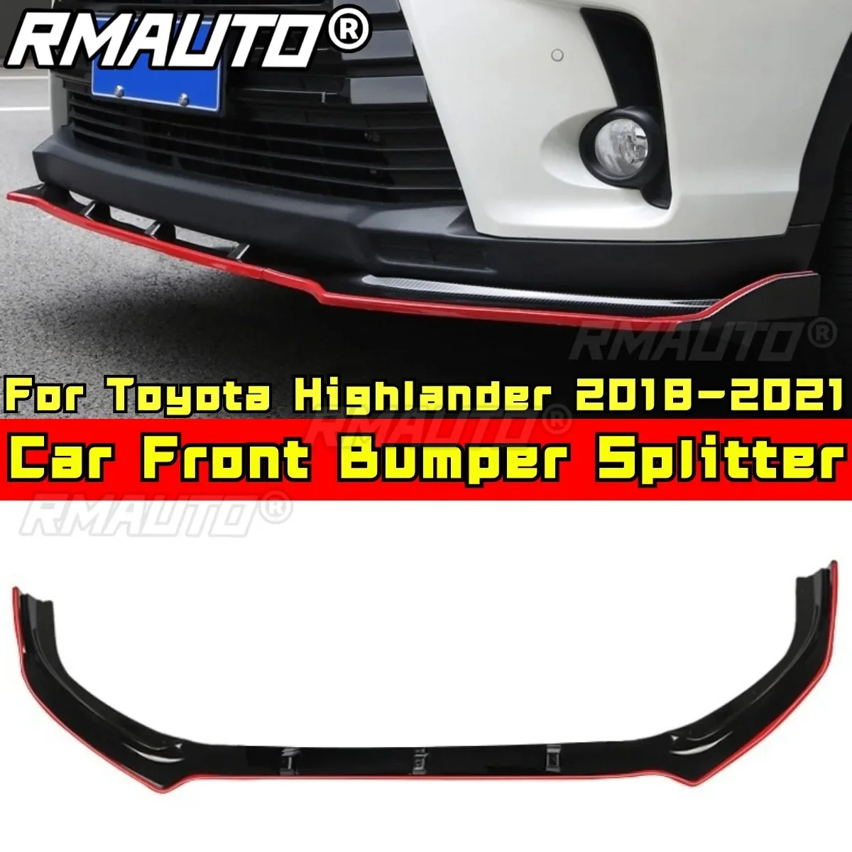 For Toyota Highlander 2018-2021 Body Kit Front Bumper Splitter Protector Front Bumper Spoiler Splitter Car Accessories