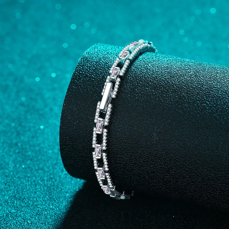 LORIELE 3-3.5CT All Moissanite Tennis Bracelet for Women Luxury Sparkling Bangles 100% Pure 925Sterling Silver Jewellery 6-7inch