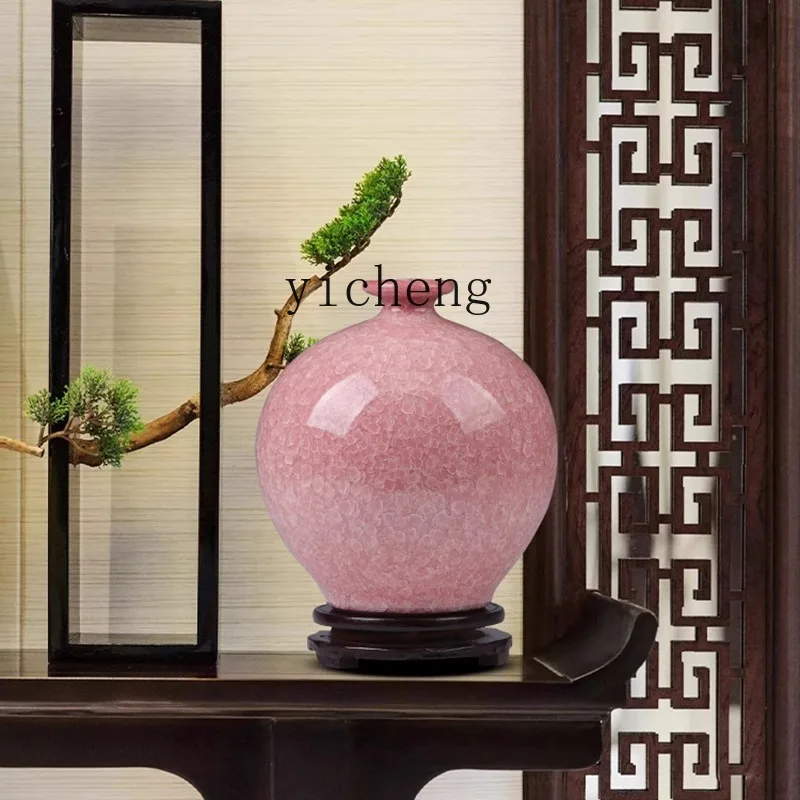 L7-8 ceramic powder ice pomegranate vase ornament living room TV cabinet Bogu rack ornament