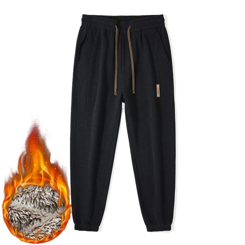 

Мужские бархатные повседневные брюки Boao, зимние флисовые спортивные штаны с эластичной резинкой на талии, мягкие удобные универсальные повседневные теплые брюки для поездок на работу