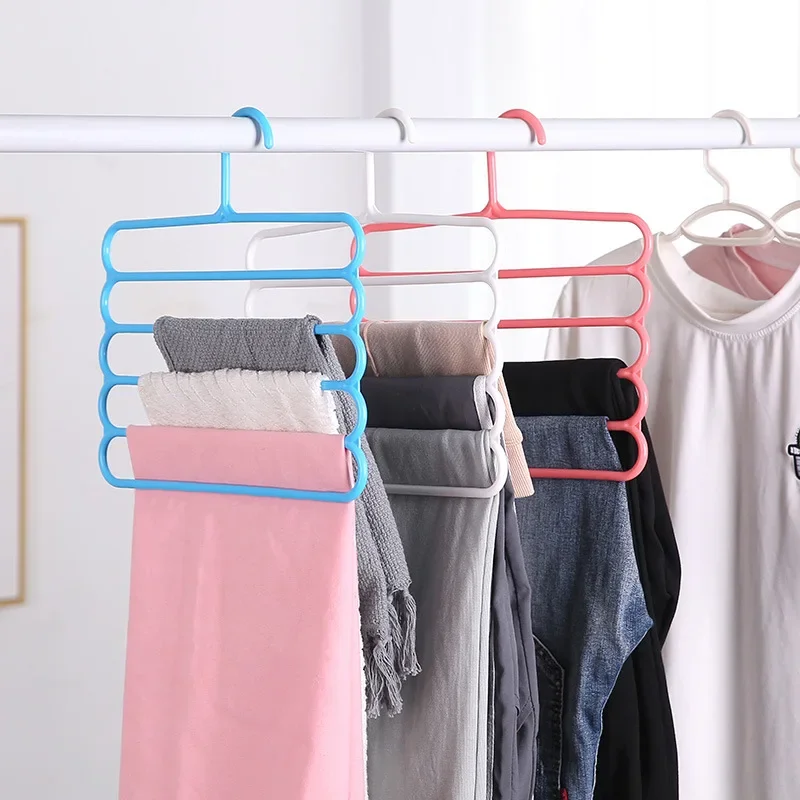 MultiFunctional 5 Layers Pants Hangers Holders Trousers Hanger Storage Rack Clothes Hanger Space Saver Wardrobe Closet Organizer