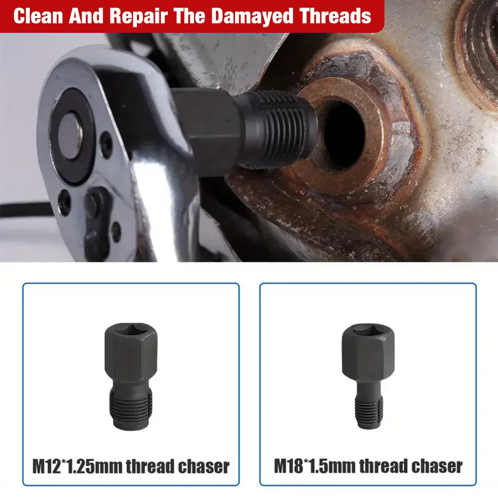 Conjunto de chave de soquete para sensor de oxigênio automotivo de 5 peças, 7/8 "(22mm), unidade de 1/2" e 3/8", ferramenta de acabamento de rosca de sensor de oxigênio