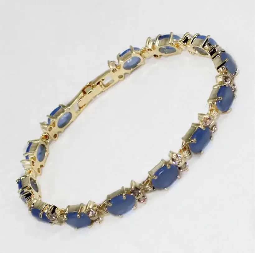 

Женский модный позолоченный браслет в форме яйца с фиолетовым синим опалом