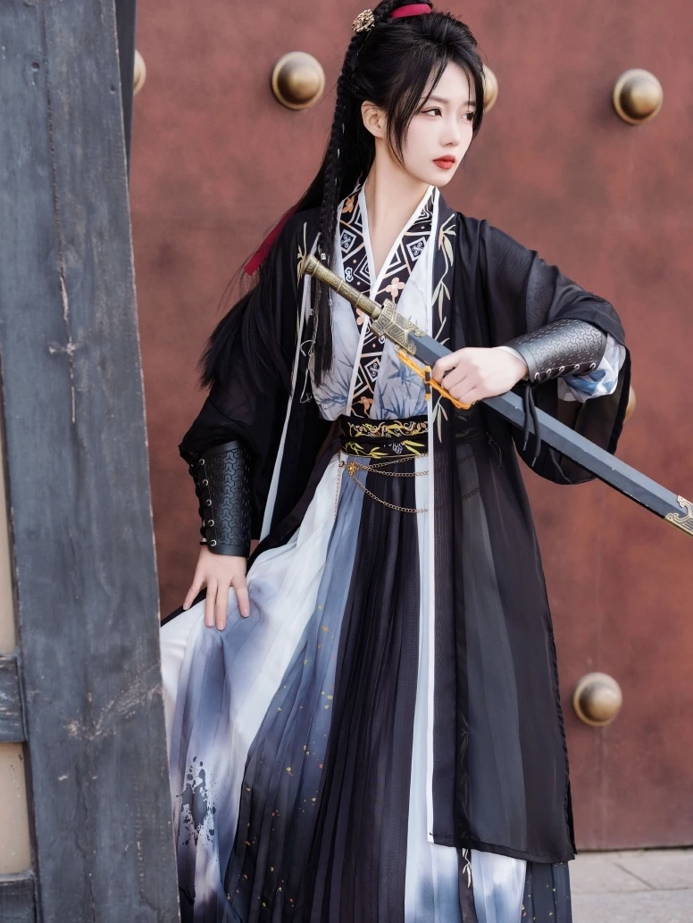 أسلوب الأغنية الأصلية هانفو مع ربط الخصر ، الحبر النمط الصيني التقليدي ، رائع جدا وتنوعا ، يوميا