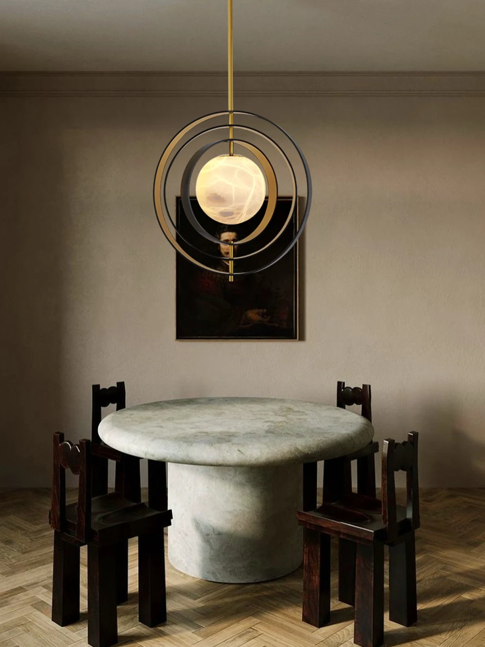 Home Marble Globe Black Gold Pendant Lights