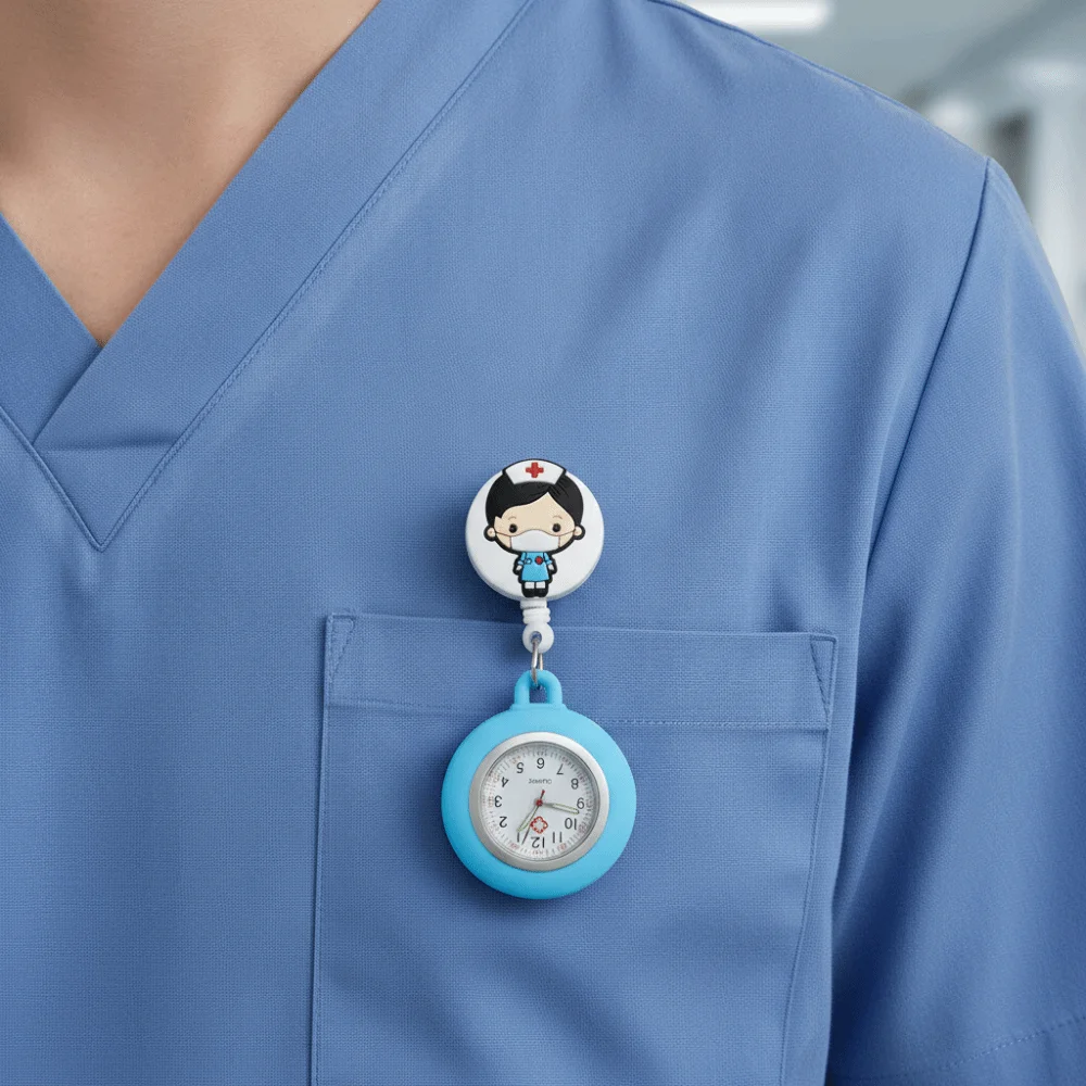 Cartoon FOB Pocket Watches Silicone Retractable Clip Hang Clock Simple Design Fashion Accessories Clip Badge Reel Hospital