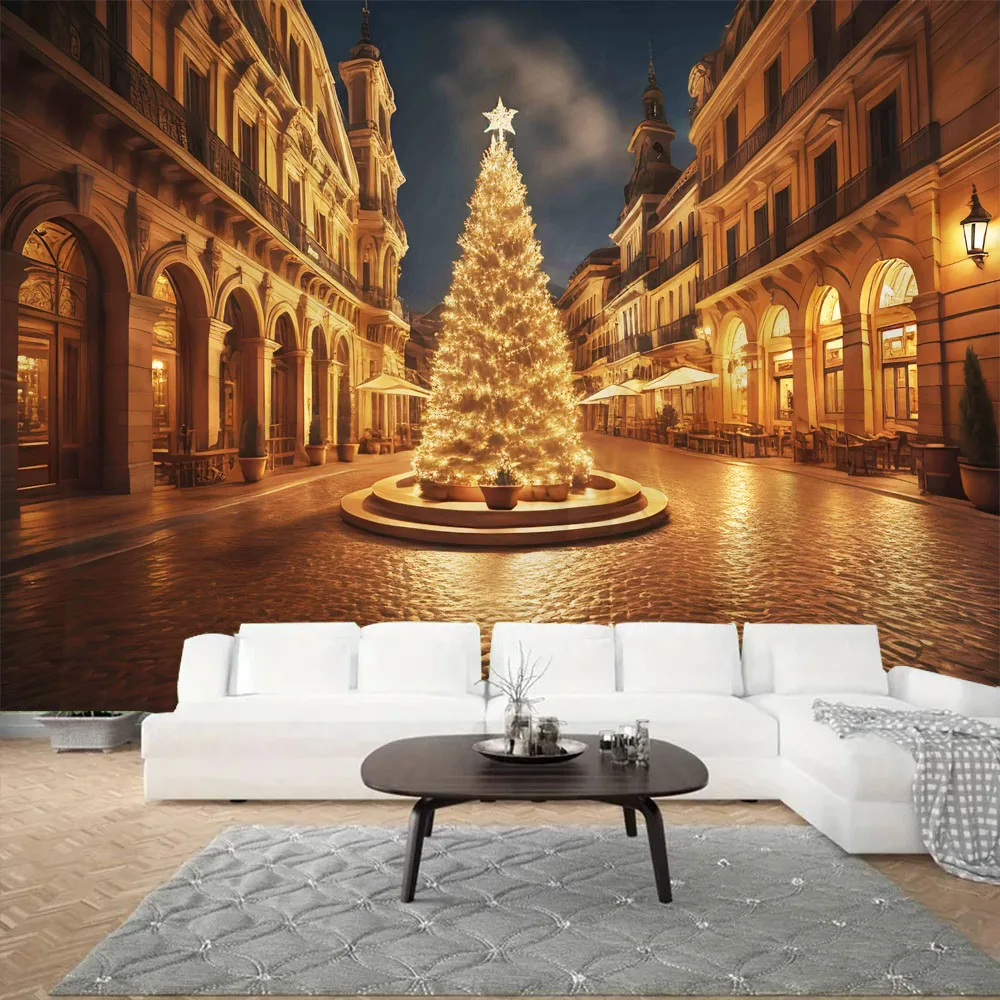 

Рождественский гобелен, настенный постер со снежным пейзажем Санта-Клауса, рождественские подарки, украшение для дома, чехол на диван