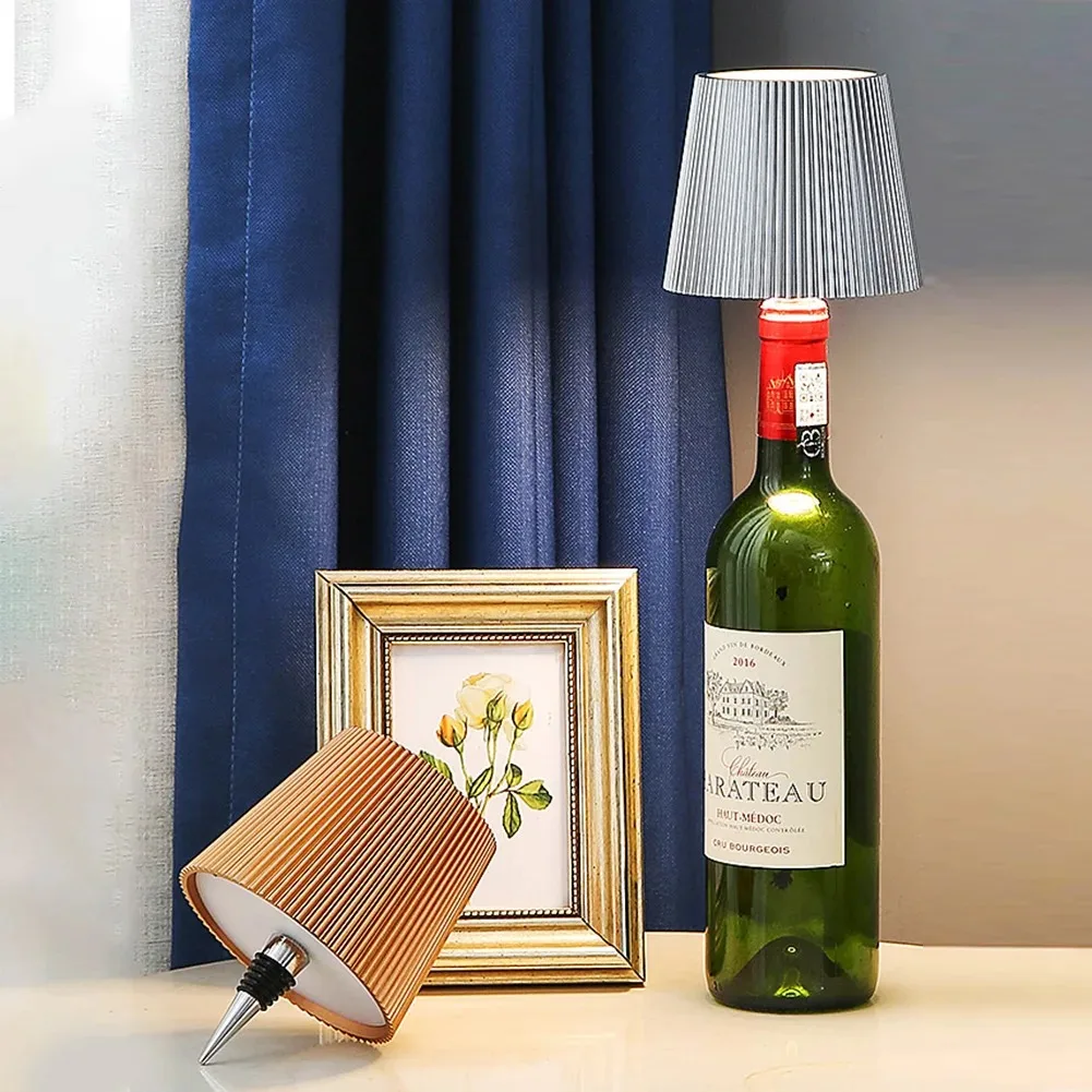 Wireless Bottle Table Lamp Touch Control of 3 Colors and Stepless Dimming Night Lamp Suitable for Bar Wine Bottles Desk Lights