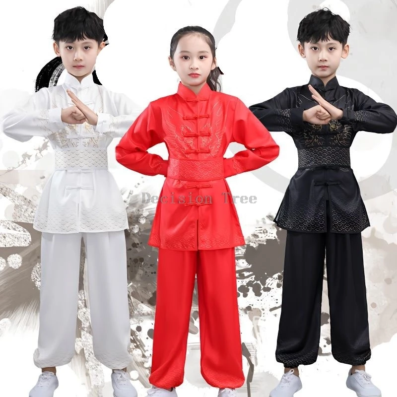 2026 new children's long sleeved wushu set kids' chinese kungfu uniform set creative spring kids stage performance wushu set