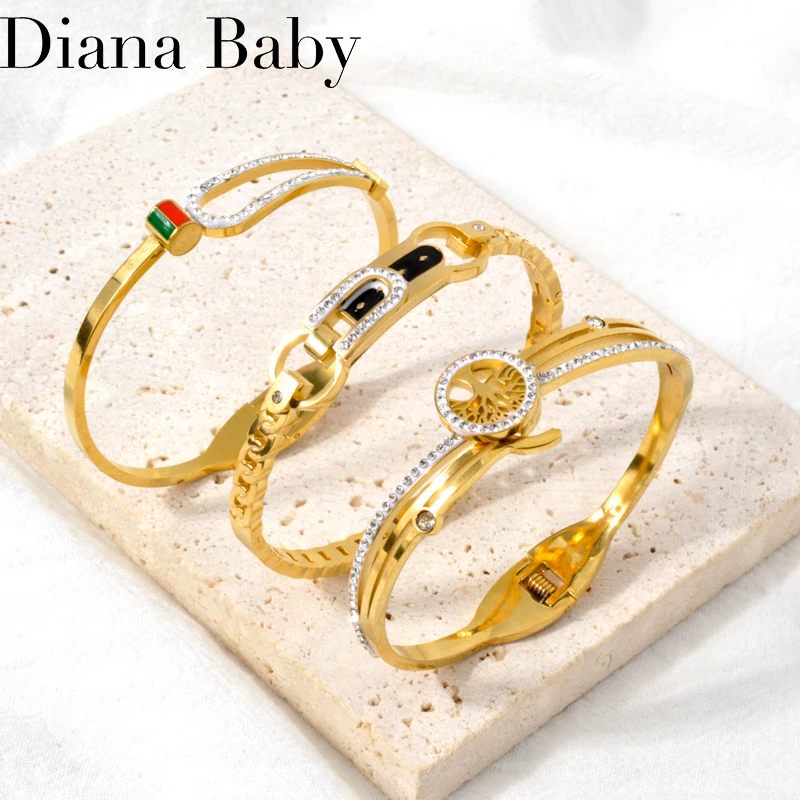 سوار مقاوم للماء من الفولاذ المقاوم للصدأ للنساء ، سوار AAA مكعب زركونيا ، مطلي بالذهب عيار 18 ، مجوهرات هندسية ، هدايا عيد الميلاد