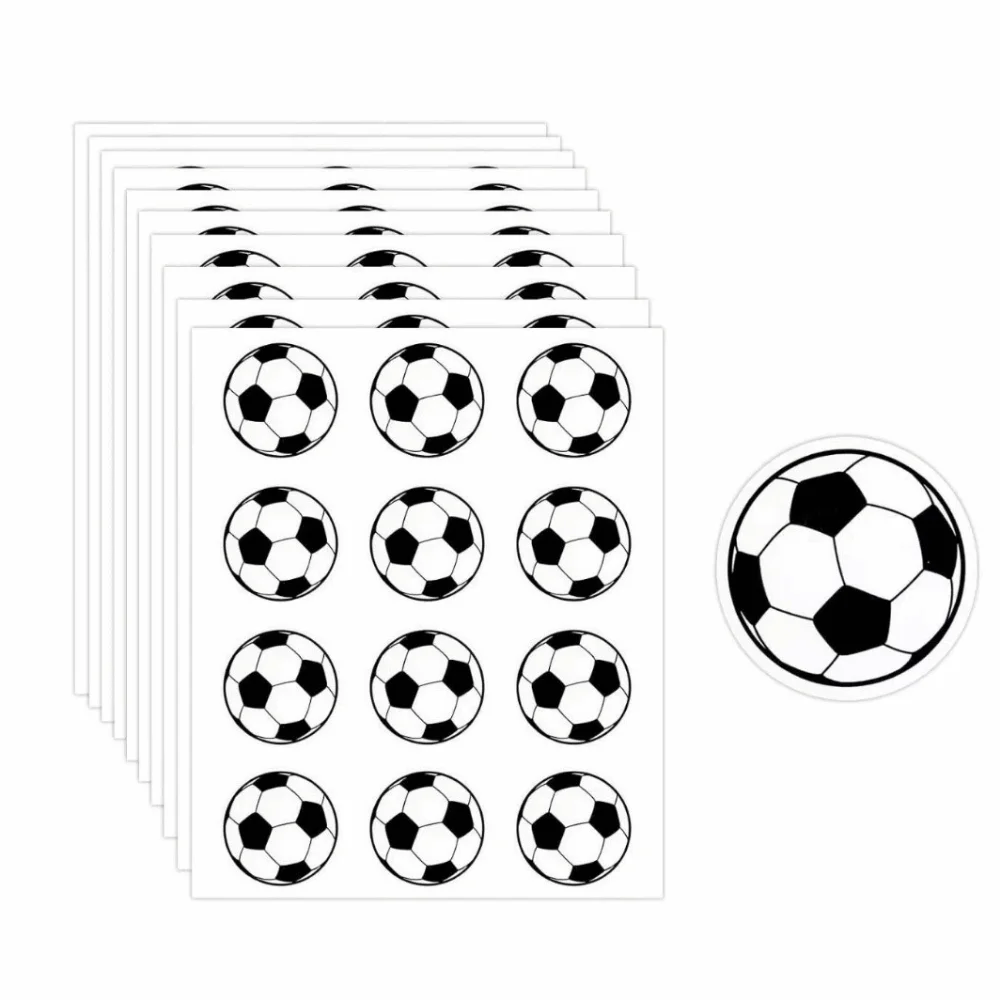 

120Pcs Sports Theme Sports Ball Stickers Self-Adhesive Black White Face Tattoo Stickers Cartoon Decal Removable Soccer Stickers