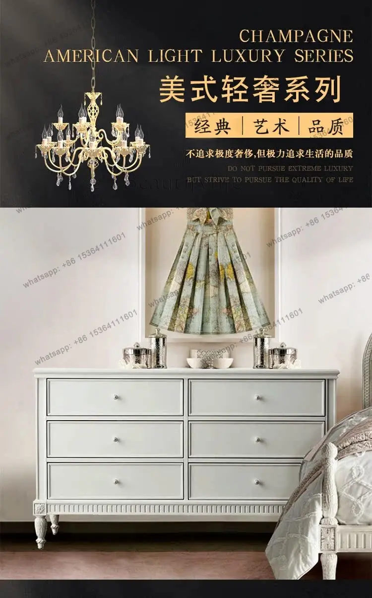 American light luxury solid wood six-chest cabinet modern simple home locker French country white bedroom storage cabinet