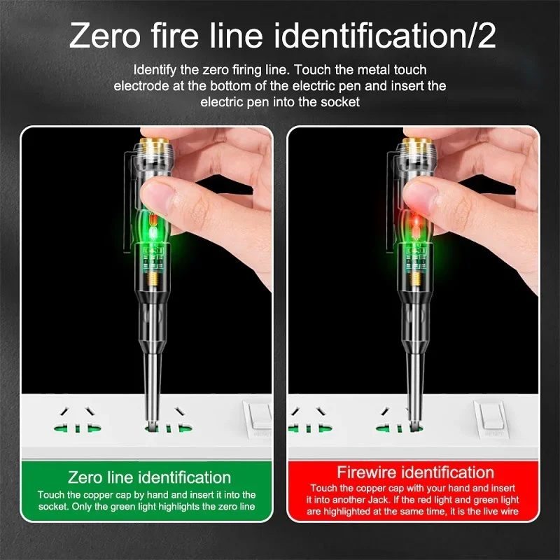 Test Pen Color Double Light Sensor Beep Alarm Electrician Test Broken Zero Fire Wire Detection Pen High Bright Electrician Pen