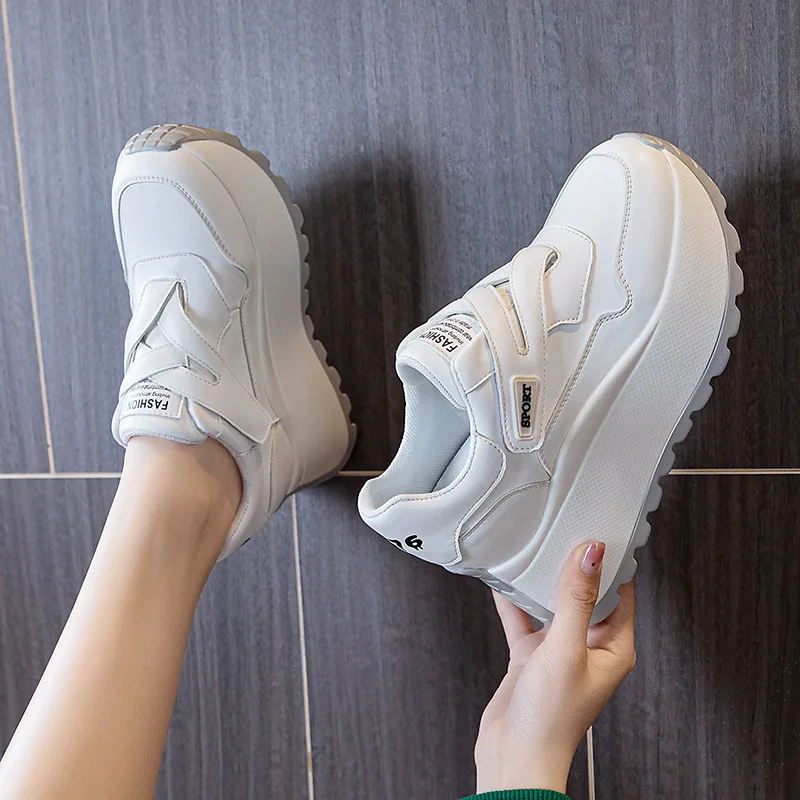 

Летние массивные кроссовки из натуральной кожи, женские дышащие повседневные кроссовки на танкетке, женская вулканизированная спортивная обувь