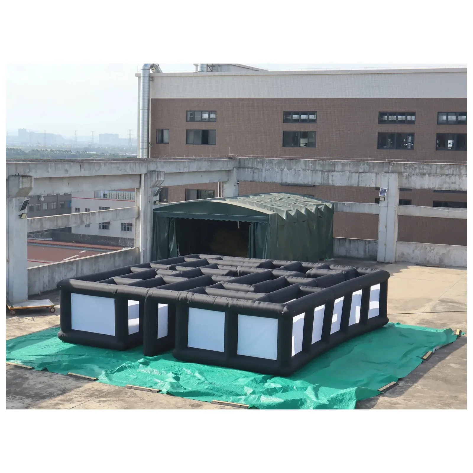 Commercial Black White Panel Open Top Inflatable Maze 8X8m 26X26ft with Blower Rental Challenge Outdoor Party Events Fun