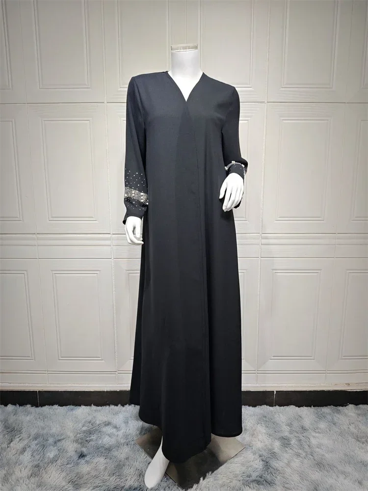Black Open Kimono Abaya Dubai Luxury 2025 Muslim For Women Kaftan Dress With Hijab Islam Caftan Marocain Robe Femme Musulmane