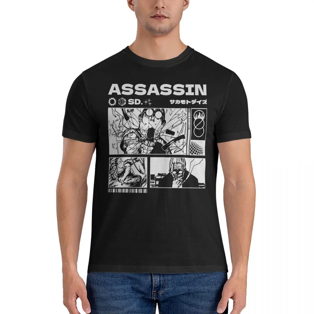 Assassin Sakamoto Days Manga Anime T Shirt Men Y2K Funny Cotton T Shirts Beach O-Neck Popular Tees Custom DIY Oversize Clothing