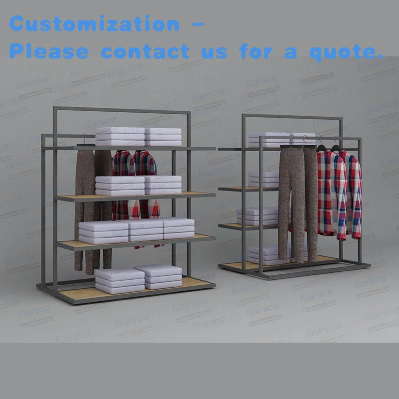 

custom.Kainice Heavy Duty Black Metal Display Rack In-Store Shelf Clothes Hanger Stand Shirts