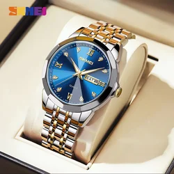 SKMEI Luxury Stainless Steel Quartz Wristwatch For Men Women Casual Week Date Waterproof Male Female Ladies Watches reloj hombre