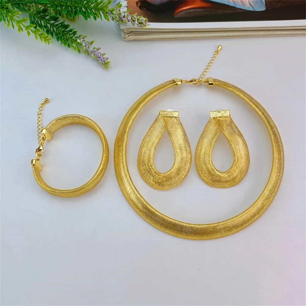 

EMMA Brazilian Jewelry Sets For Women Gold Plated Choker Necklace Luxury Wedding Banquet Jewelry Dubai Sets FHK17179