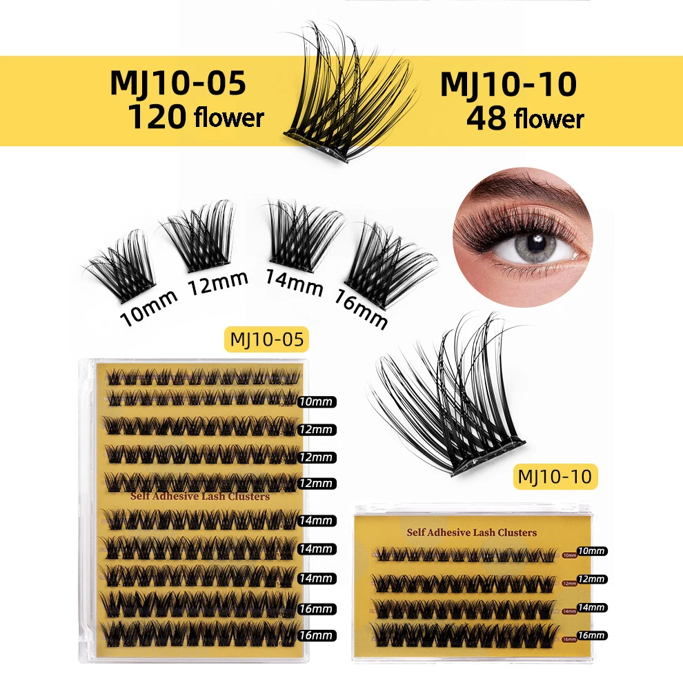 Explosive glue-free false eyelashes DIY segmented eyelashes thick European and American curling self-adhesive eyelashes