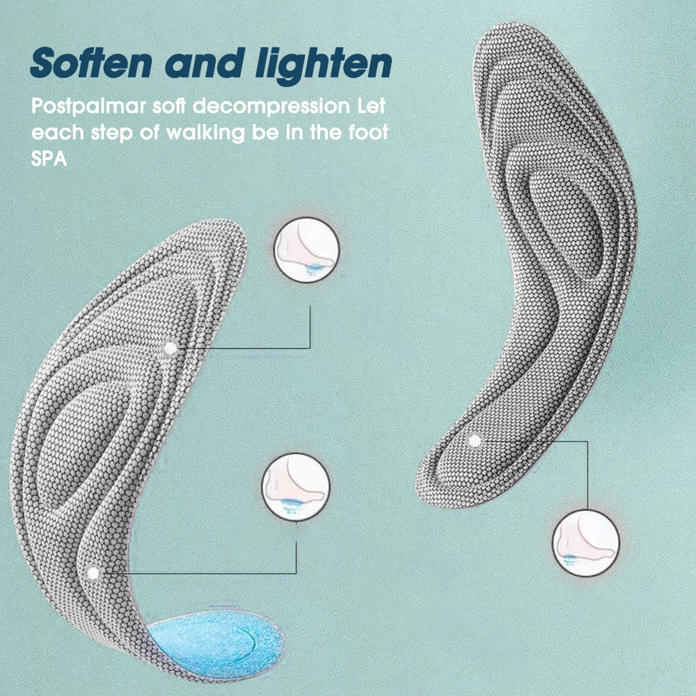 5D หน่วยความจําโฟม Orthopedic Insoles สําหรับรองเท้าผู้ชายผู้หญิง NANO Antibiotic Deodorization พื้นรองเท้าการดูดซึมเหงื่อวิ่งเบาะ