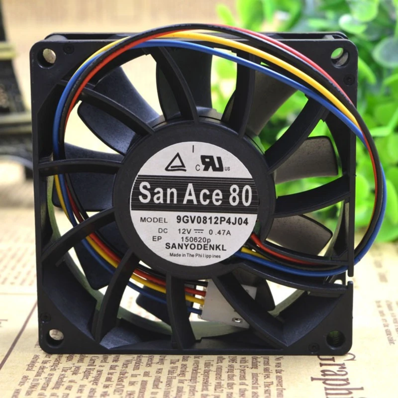 

A+for 5PCS San Ace 9GV0812P4J04 80x80x25mm DC 12V 0.47A 4 Pin Chassis Cooling Fan